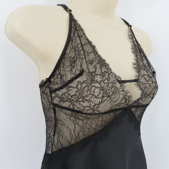 Victorias Secret Extra Small XS Black Sheer Lace Strappy Nightgown Sleep Shirt - Picture 2 of 11